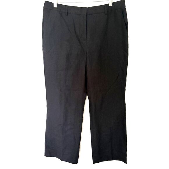 Talbots Windsor Curvy Black Linen Pants Wide Leg Breezy Polished Essential 12P - Picture 2 of 9